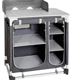 Brunner Campeggio|Cucina da campeggio pieghevole "azabache ct square" in alluminio e poliestere nero 2 scomparti 85x52x90 cm