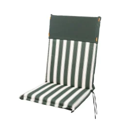 Mobili Da Giardino E Accessori|Cuscino per sedia da esterno con schienale alto e fantiasia a righe verdi, 47x68,5x2,5 cm