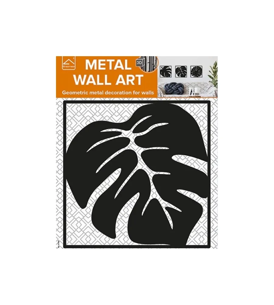 Decorazione Pareti- Decorazione in metallo da muro "leaf", 27,5x27,5 cm