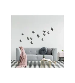 Decorazione Pareti|Decoro murale 3d "black metal butterflies"