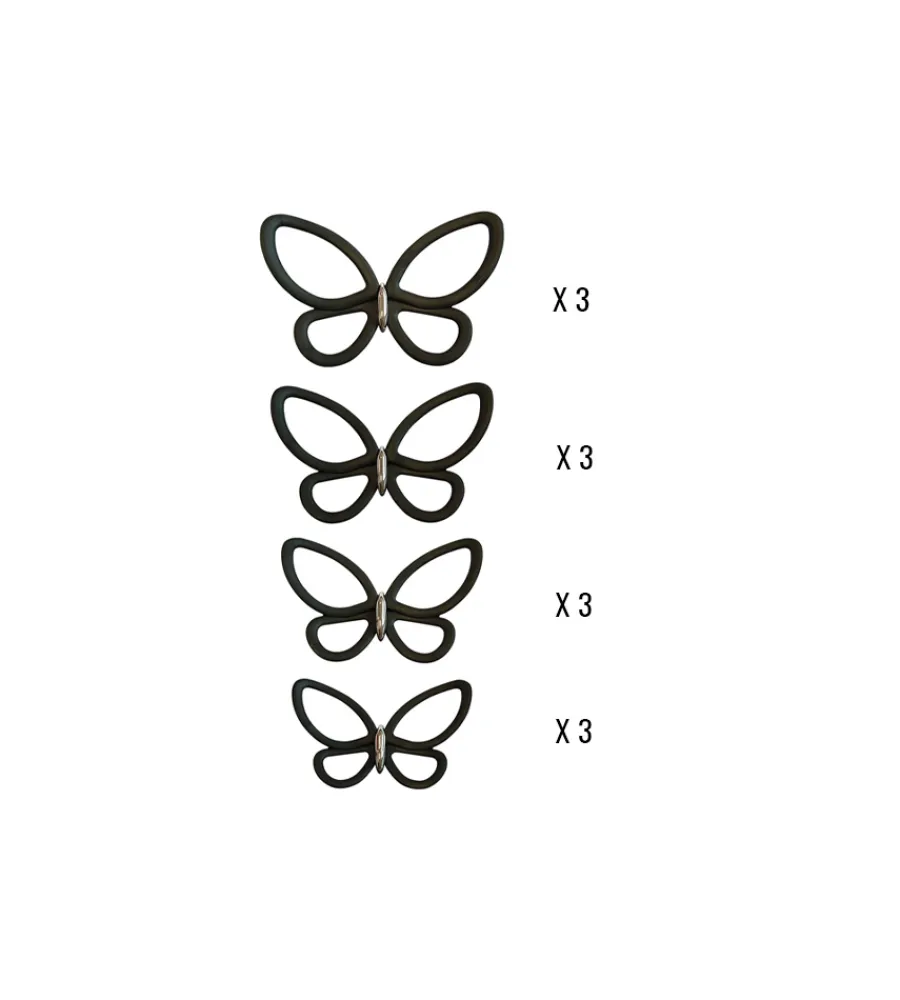 Decorazione Pareti|Decoro murale 3d "black metal butterflies"