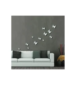 Decorazione Pareti|Decoro murale 3d "white butterflies"
