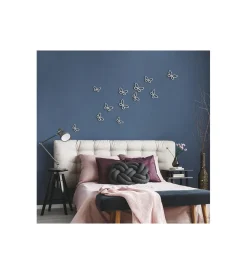 Decorazione Pareti- Decoro murale 3d "white metal butterflies"