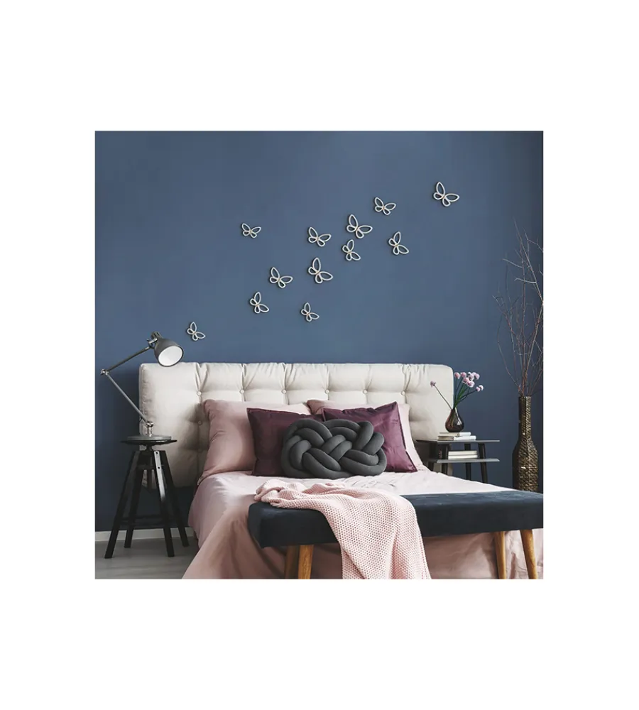 Decorazione Pareti- Decoro murale 3d "white metal butterflies"