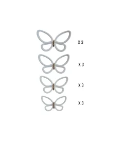 Decorazione Pareti- Decoro murale 3d "white metal butterflies"
