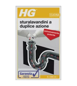 Detersivi E Accessori-HG Disgorgante sturalavandini a duplice azione, 2x500 ml