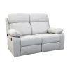 BellaHome Divani|Divano 2 posti "annika" con recliner manuale in tessuto grigio, 145x93x101 cm