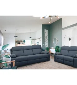 Outlet Divano 2 posti "annika" con recliner manuale in tessuto blu, 145x93x101 cm Divani