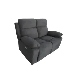 Divani-BellaHome Divano 2 posti "annika" con 2 recliner grigio canna di fucile 145x93x101cm