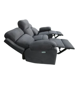BellaHome Divani|Divano 3 posti "annika" con 2 recliner grigio canna di fucile 198x93x101 cm
