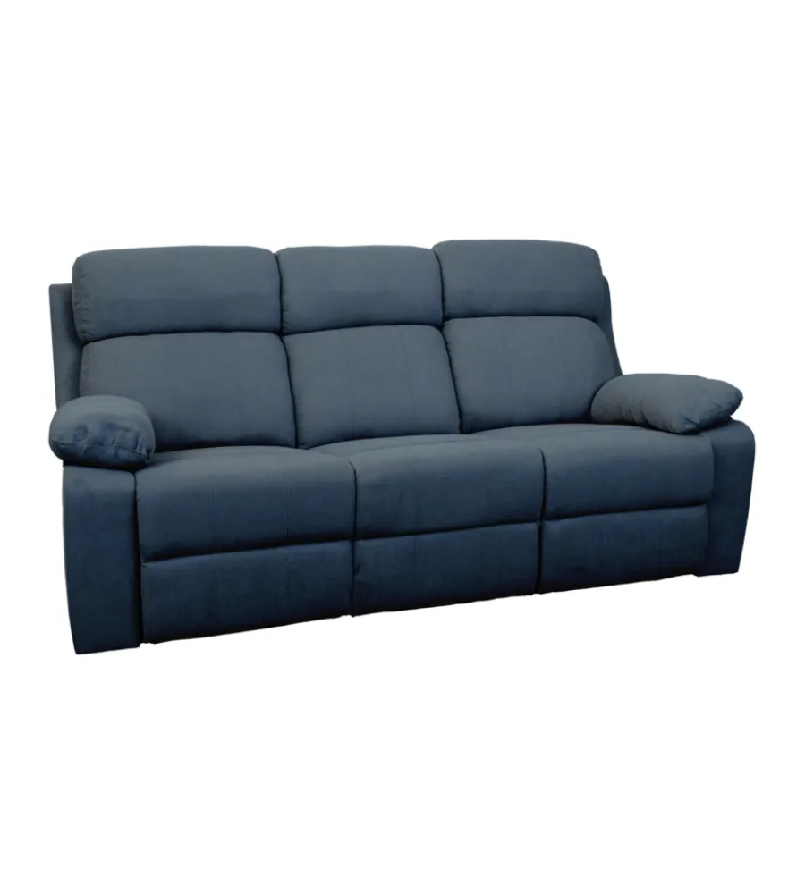 Best Divano 3 posti "annika" con recliner manuale in tessuto blu, 198x93x101 cm Divani