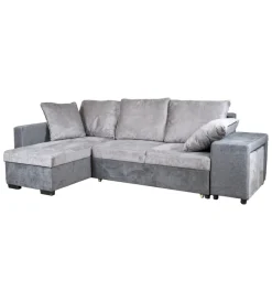 Divani-BellaHome Divano angolare "jessy" con contenitore, pouf e penisola sinistra 247x155x94 cm