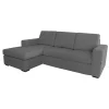 Divani-BellaHome Divano con penisola reversibile "bologna" grigio tessuto sfoderabile e antimacchia, 235x165x88 cm