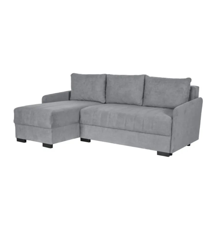 Divani-BellaHome Divano con penisola reversibile "gemini" grigio, 208x148x91 cm