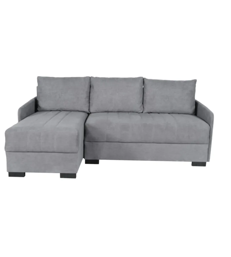 Divani-BellaHome Divano con penisola reversibile "gemini" grigio, 208x148x91 cm