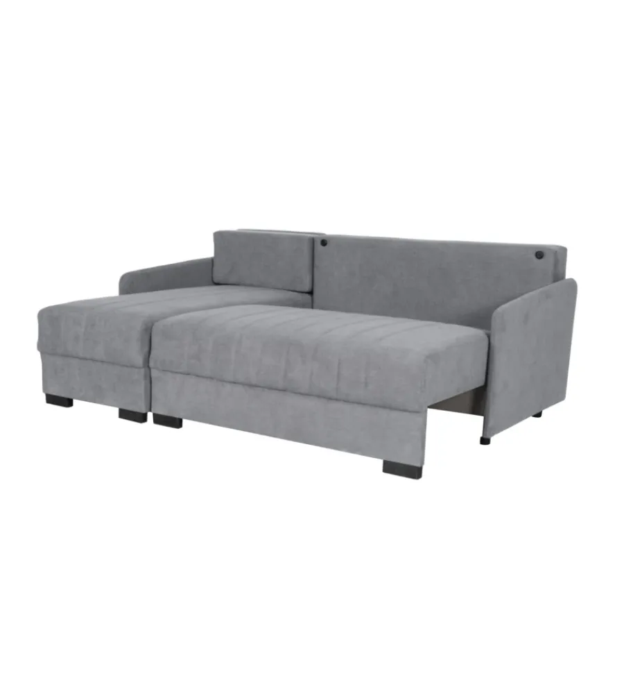 Divani-BellaHome Divano con penisola reversibile "gemini" grigio, 208x148x91 cm