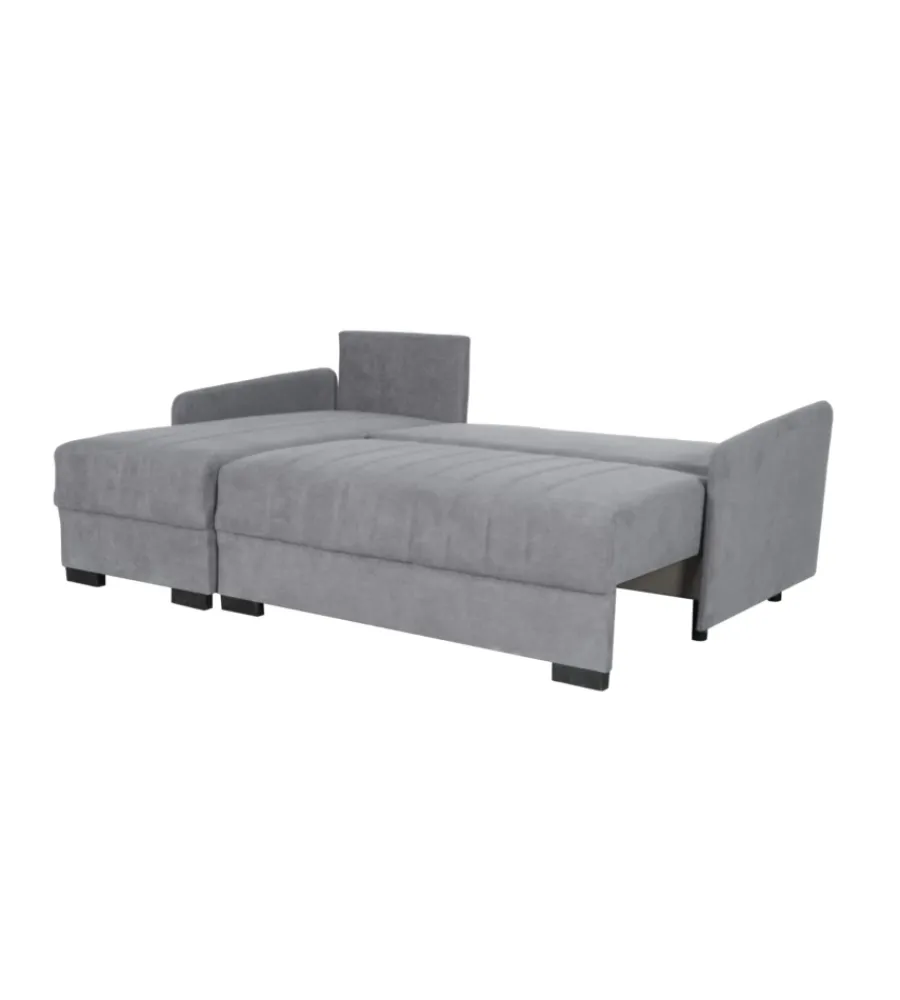 Divani-BellaHome Divano con penisola reversibile "gemini" grigio, 208x148x91 cm