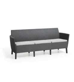 Keter Mobili Da Giardino E Accessori|Divano da esterno a 3 posti "salemo lounge" colore grafite, 187x66,5x76 cm -
