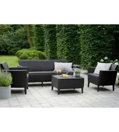 Keter Mobili Da Giardino E Accessori|Divano da esterno a 3 posti "salemo lounge" colore grafite, 187x66,5x76 cm -