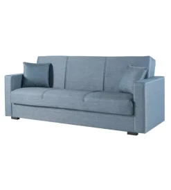 BellaHome Divani|Divano letto "afrodite" 3 posti in tessuto grigio-blu 212x80x87 cm