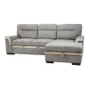 Divani-BellaHome Divano letto angolare "erika" in tessuto grigio con penisola a destra, 254x92/165x102 cm