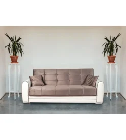 BellaHome Divani|Divano letto "apollo" 3 posti in ecopelle grigio e bianco, 220x84x91 cm