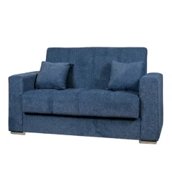 BellaHome Divani|Divano letto "atena" 2 posti in tessuto blu scuro, 158x85x92 cm