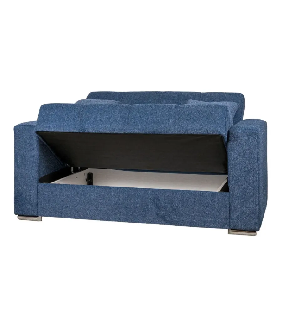 BellaHome Divani|Divano letto "atena" 2 posti in tessuto blu scuro, 158x85x92 cm