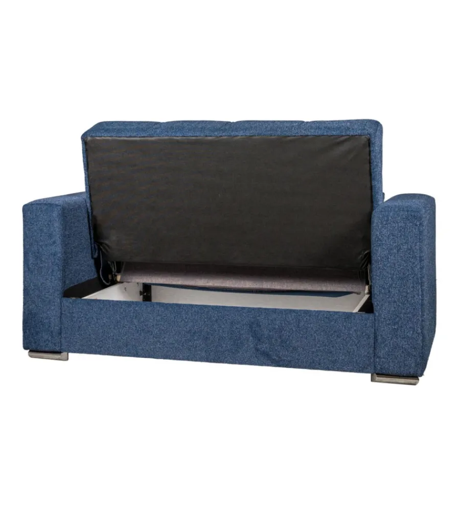 BellaHome Divani|Divano letto "atena" 2 posti in tessuto blu scuro, 158x85x92 cm