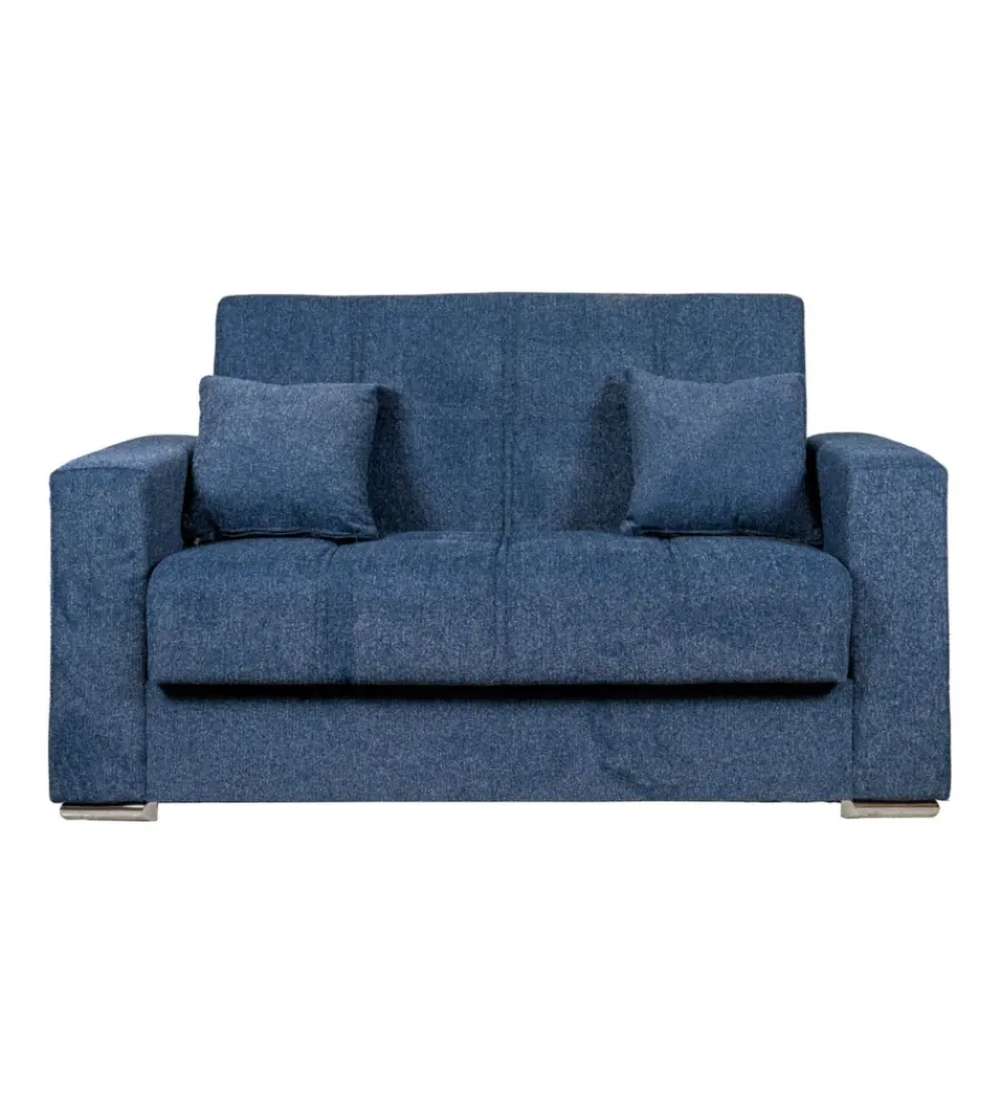 BellaHome Divani|Divano letto "atena" 2 posti in tessuto blu scuro, 158x85x92 cm
