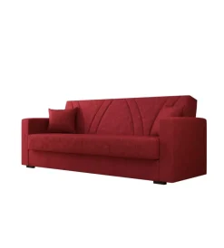 Divani-BellaHome Divano letto "ibiza" 3 posti tessuto rosso, 214x89x81 cm