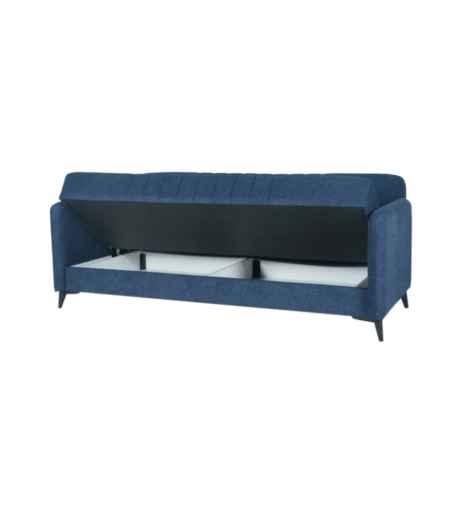BellaHome Divani|Divano letto "libra" 3 posti dark blue 211x92x98 cm