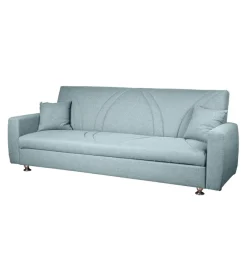 BellaHome Divani|Divano letto contenitore "eva" 3 posti colore grigio menta, 220x84x85 cm
