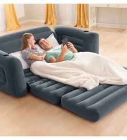 New Divano letto gonfiabile 2 posti colore grigio 203x231x66 cm - cod. 66552np Campeggio