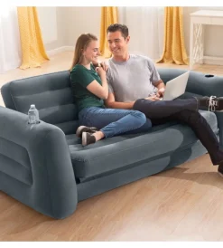New Divano letto gonfiabile 2 posti colore grigio 203x231x66 cm - cod. 66552np Campeggio
