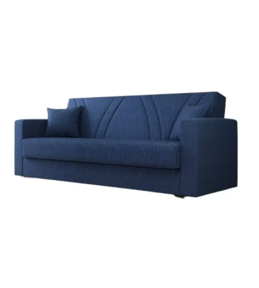 Divani-BellaHome Divano letto "ibiza" 3 posti tessuto blue jeans, 214x81x89 cm