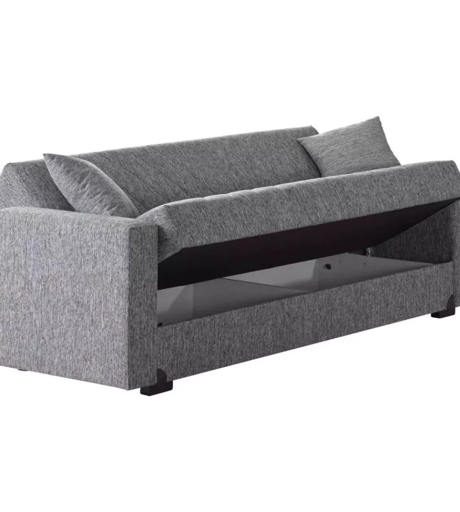 Outlet Divano letto "mali" 3 posti in tessuto grigio con cassettone, 212x74x83 cm Divani
