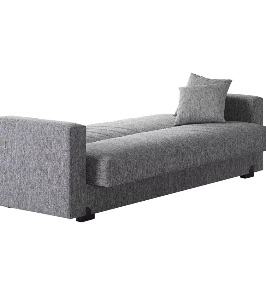 Outlet Divano letto "mali" 3 posti in tessuto grigio con cassettone, 212x74x83 cm Divani