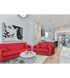 Divani-BellaHome Divano letto "nora" 2 posti in tessuto rosso, 155x80x87 cm