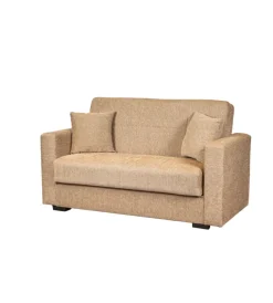 Divani-BellaHome Divano letto "nora" 2 posti in tessuto beige, 155x80x87 cm
