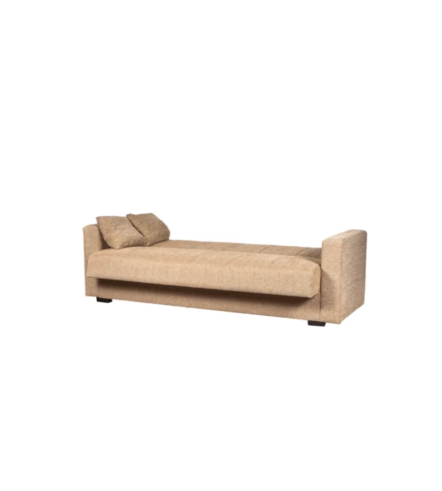BellaHome Divani|Divano letto "nora" 3 posti tessuto beige, 212x80x87 cm