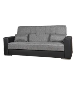 Divani-BellaHome Divano letto "padova" 3 posti nero e grigio, 230x93x97 cm