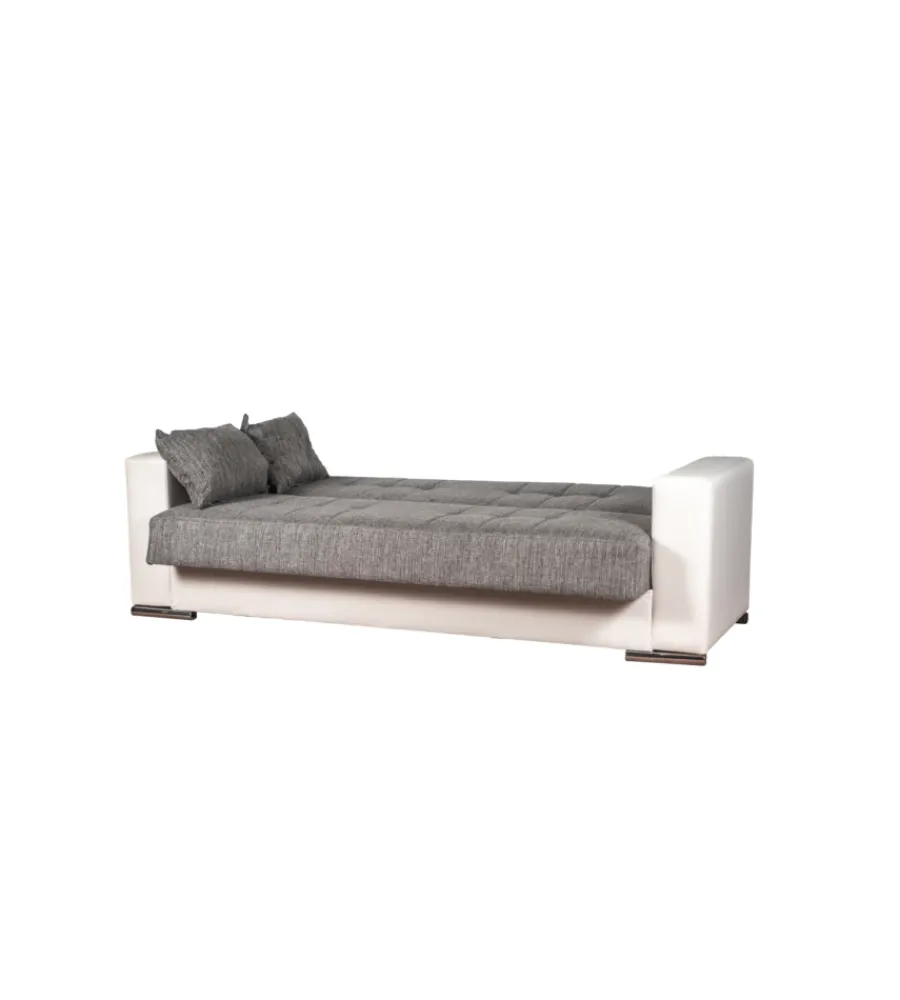 Clearance Divano letto "padova" 3 posti bianco grigio, 230x93x97 cm Divani