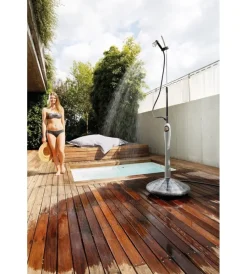 Doccia solare sunny style premium con acqua calda da esterno - grigia Piscine