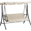 Mobili Da Giardino E Accessori- Dondolo da esterno a 3 posti essenza "bali" in acciaio e poliestere colore beige 190x120x165 cm