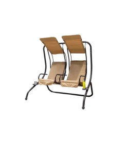EuroGarden Mobili Da Giardino E Accessori|Dondolo da esterno a 2 posti "swing" in metallo tortora 170x132x170 cm