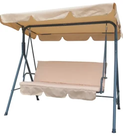 Mobili Da Giardino E Accessori|Dondolo da esterno essenza "linear" 3 posti beige 170x110x153 cm