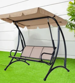 Mobili Da Giardino E Accessori-EuroGarden Dondolo da giardino 3 posti "hawaii" beige 195x115x172 cm