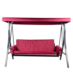 Mobili Da Giardino E Accessori-EuroGarden Dondolo da giardino 3 posti "red passion" in acciaio e poliestere burgundy 240x130x182 cm