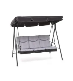 Mobili Da Giardino E Accessori- Dondolo da giardino 3 posti "gran madagascar" con funzione letto, colore antracite - 182x120x161 cm